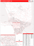 Los Angeles County Wall Map Red Line Style
